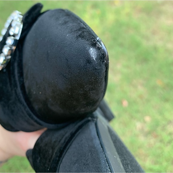 Velvet Pointed Rhinestone Ring Slip-On Loafers - Picture 16 of 16